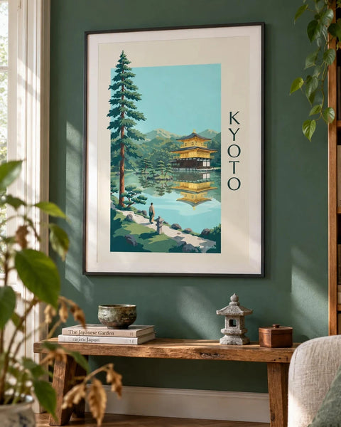 Japan posters: collection poster framed in a home interior