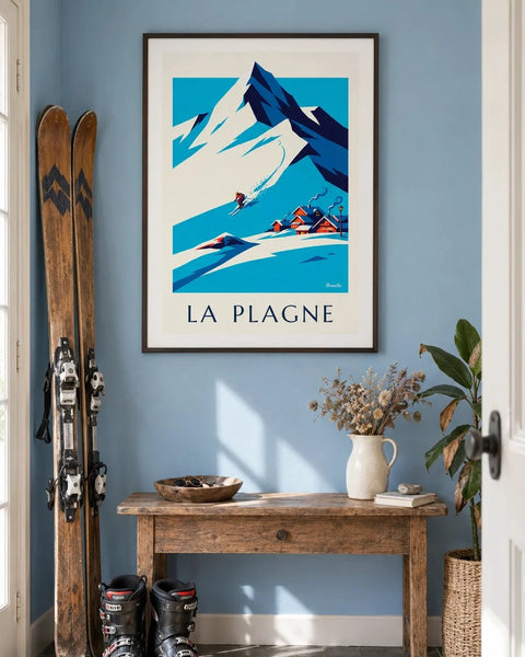 Affiches ski : affiche de la collection encadrée dans un intérieur