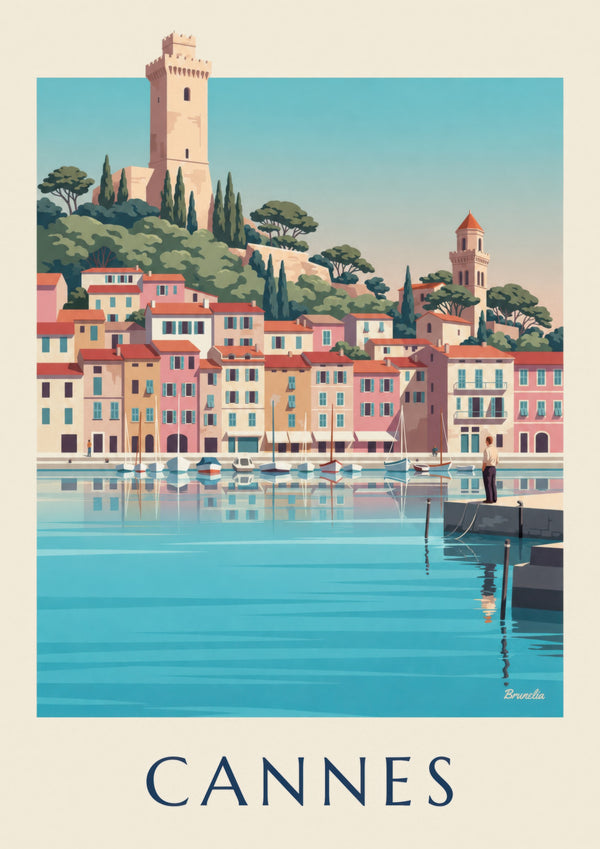 Poster Alter Hafen von Cannes und Le Suquet