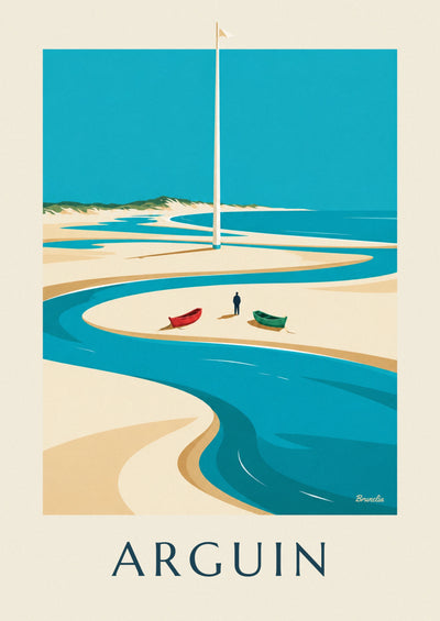 Affiche banc d'Arguin à marée basse et dune du Pilat : l'affiche entière