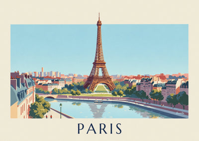 Poster Propellerflugzeug über dem Eiffelturm in Paris: das ganze Poster