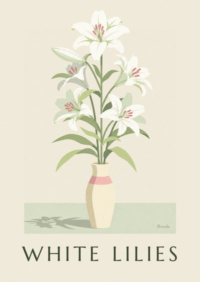 Affiche bouquet de lys blancs dans un grand vase : l'affiche entière