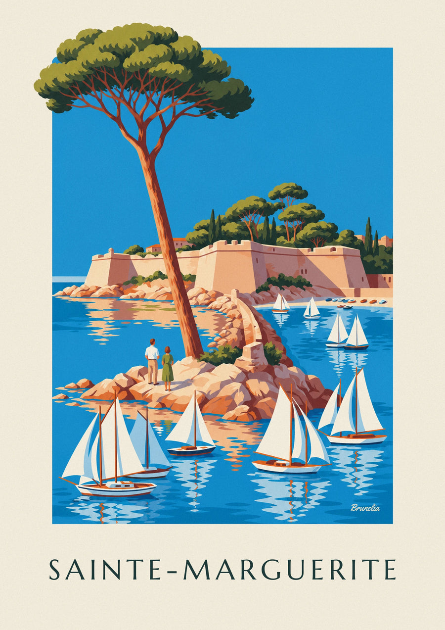 Poster Insel Sainte-Marguerite und Fort Royal vor Cannes