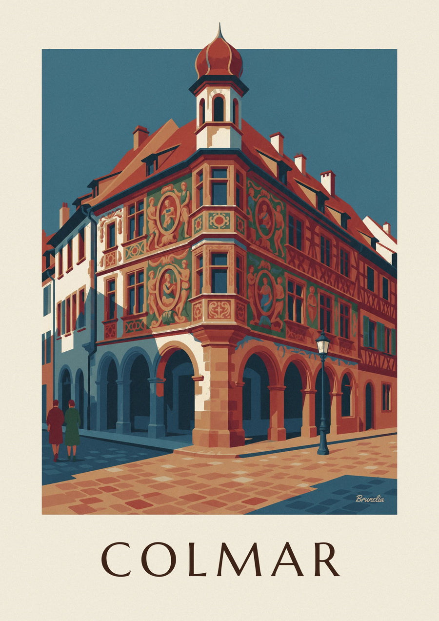 Poster Maison Pfister mit geschnitzter Holzgalerie in Colmar