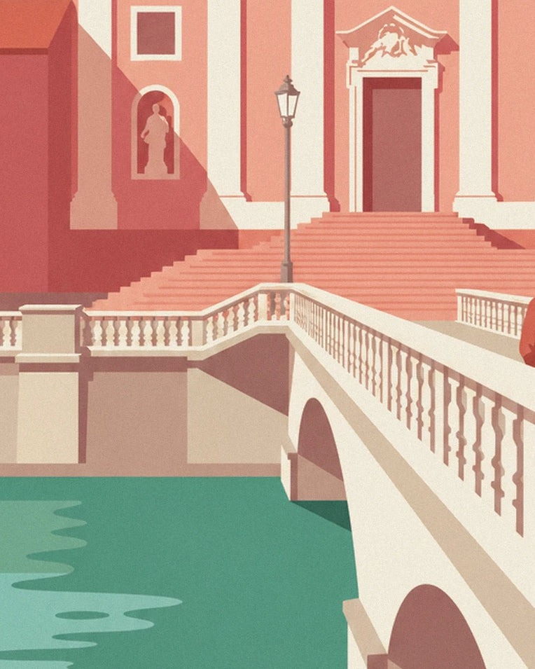 Pink Franciscan church of Ljubljana poster: close-up detail