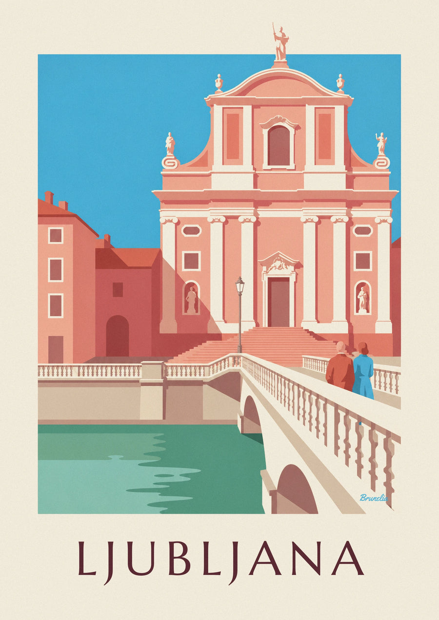 Pink Franciscan church of Ljubljana poster