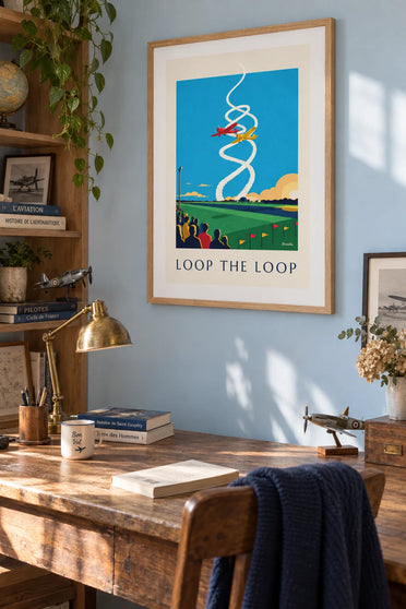 Affiche avions de voltige au meeting aérien : encadrée au mur