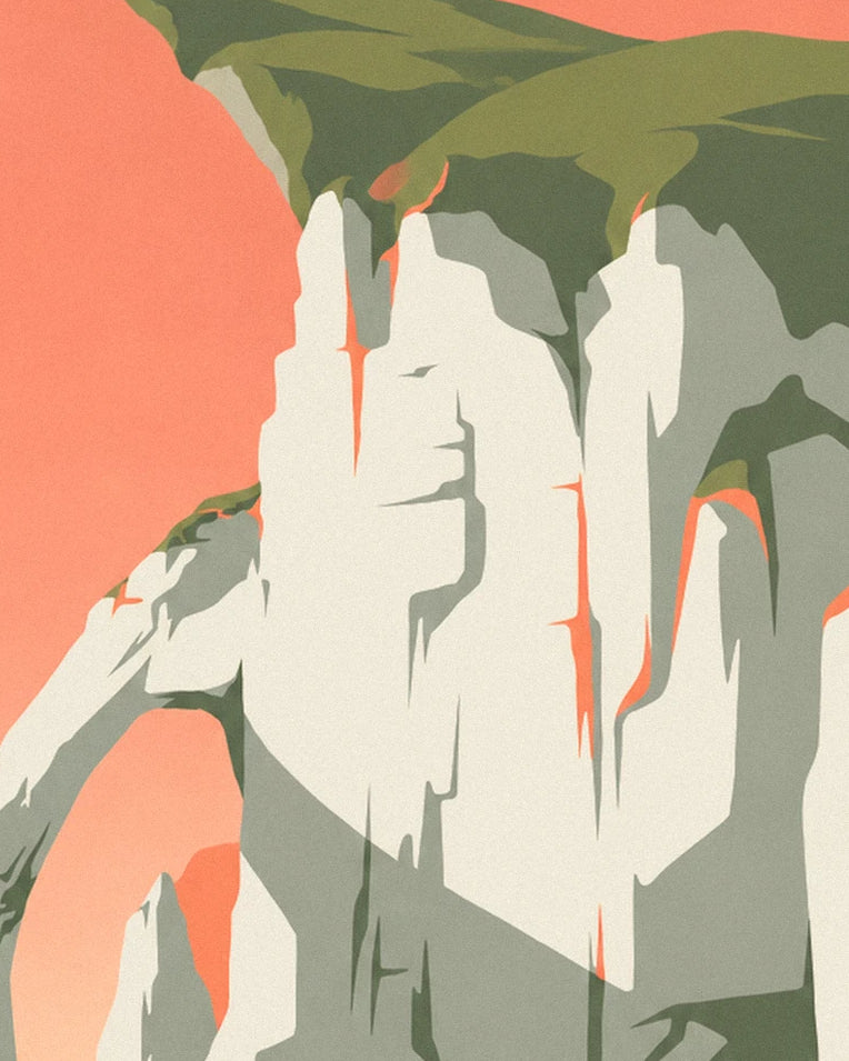 Poster weiße Klippen von Étretat bei Sonnenuntergang: Detail in Nahaufnahme