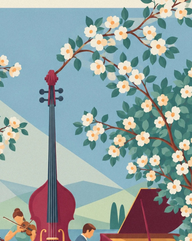 Poster Klassik-Trio bei einem Sommerkonzert unter freiem Himmel: Detail in Nahaufnahme