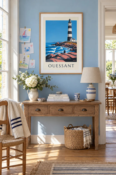 Poster Leuchtturm Créac'h auf der Insel Ouessant: gerahmt an der Wand