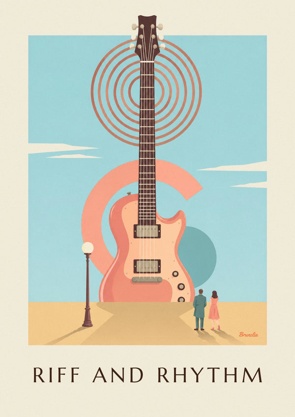Electric guitar and geometric shapes poster