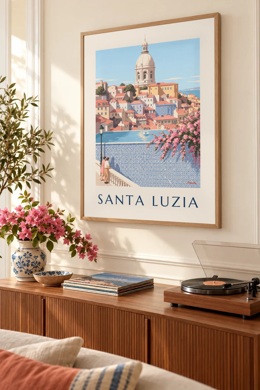 Poster Miradouro de Santa Luzia mit Azulejos in Lissabon: gerahmt an der Wand