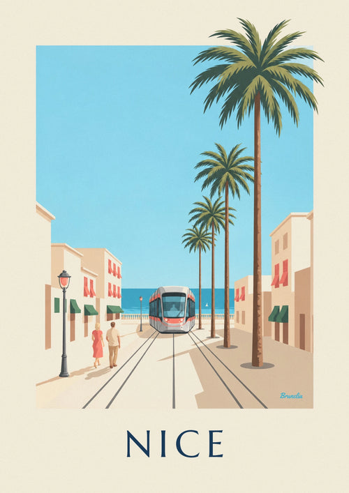 Affiche tramway de Nice et la Méditerranée : l'affiche entière