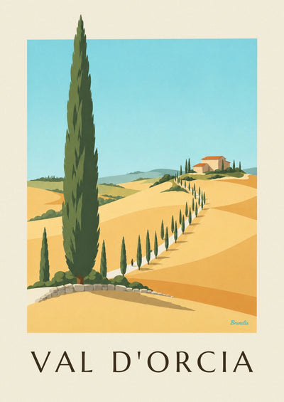 Poster Hügel des Val d'Orcia und Zypressen in der Toskana: das ganze Poster