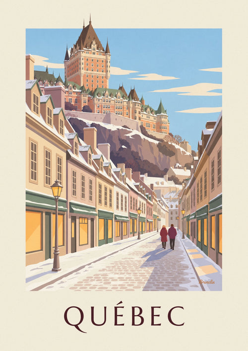 Poster of Rue du Petit-Champlain under the snow in Québec: the full poster