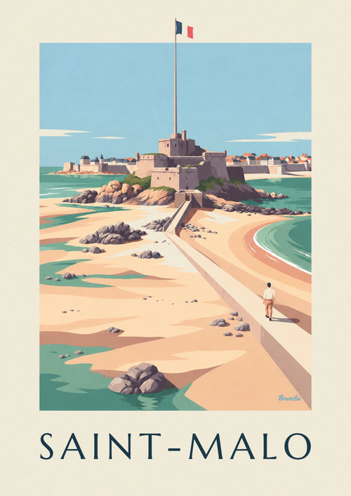 Affiche fort National à marée basse à Saint-Malo : l'affiche entière