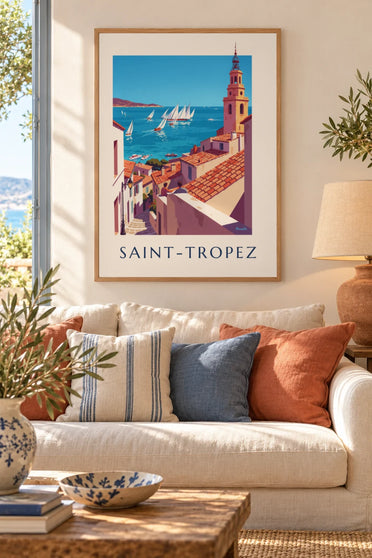Poster Segelregatta vor Saint-Tropez : gerahmt an der Wand