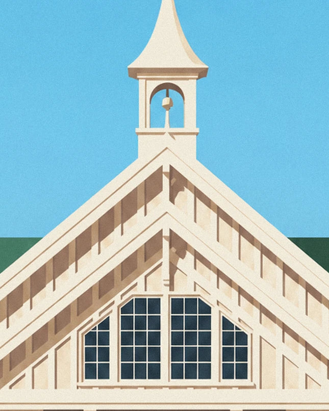 The club's cream cupola and small-paned windows beneath the blue sky