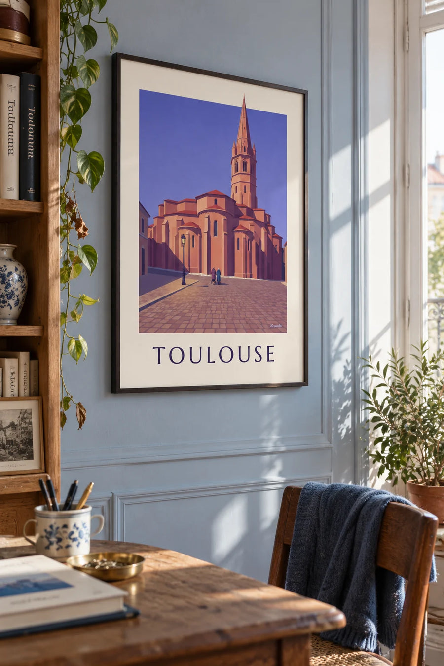 Affiche chevet de la basilique Saint-Sernin de Toulouse : encadrée au mur
