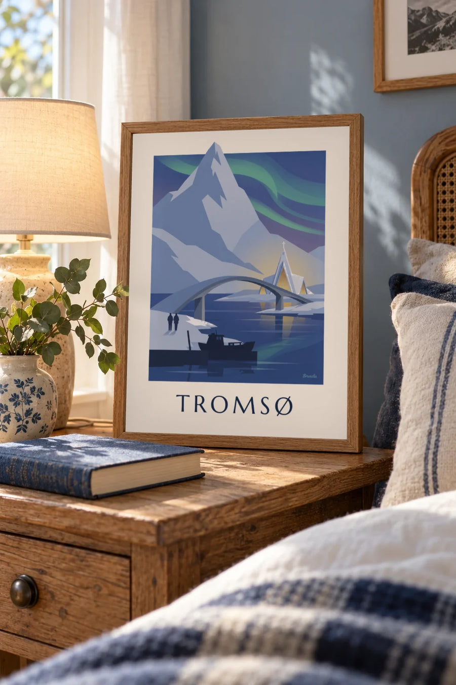 Poster Tromsø, Tor zur Arktis, und Polarlichter: kleines A4-Format im Rahmen
