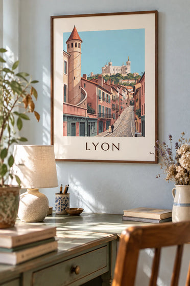 Poster Renaissance-Fassaden der Altstadt von Lyon und Fourvière: gerahmt an der Wand