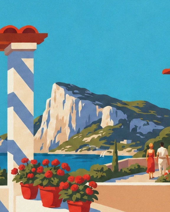 The red flower pots facing Bec de l’Aigle and the turquoise sea of La Ciotat