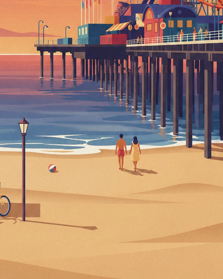Poster Santa Monica Pier bei Sonnenuntergang: Detail in Nahaufnahme