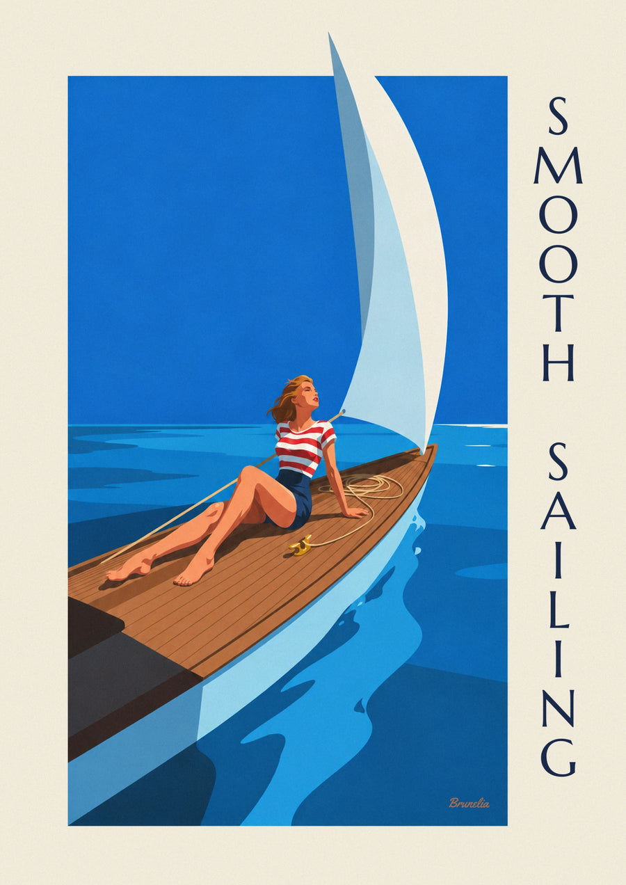 Pin-up-Poster: Pin-up auf dem Deck eines Segelboots auf hoher See