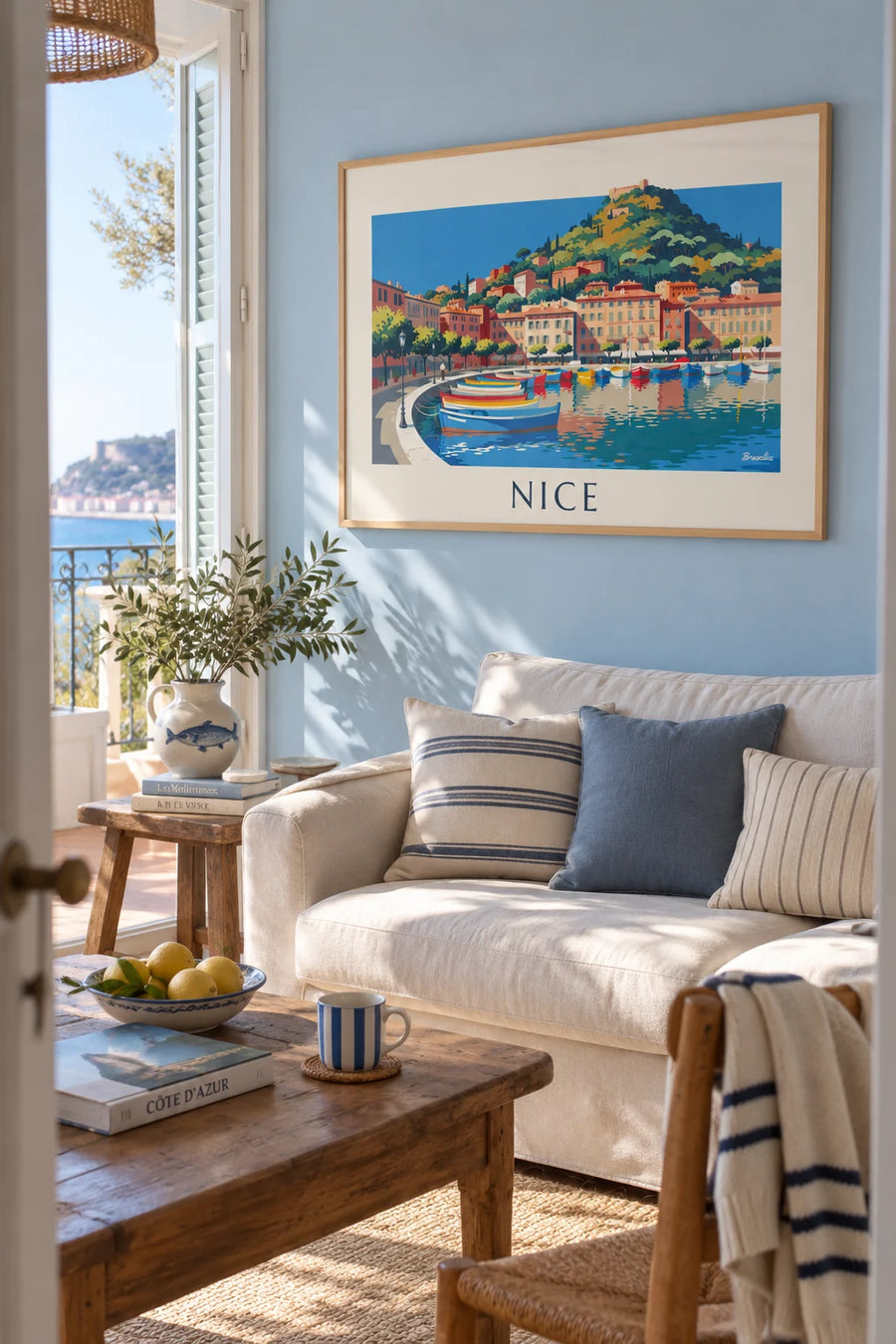 Poster of Lympia port and Castle Hill in Nice: framed on the wall