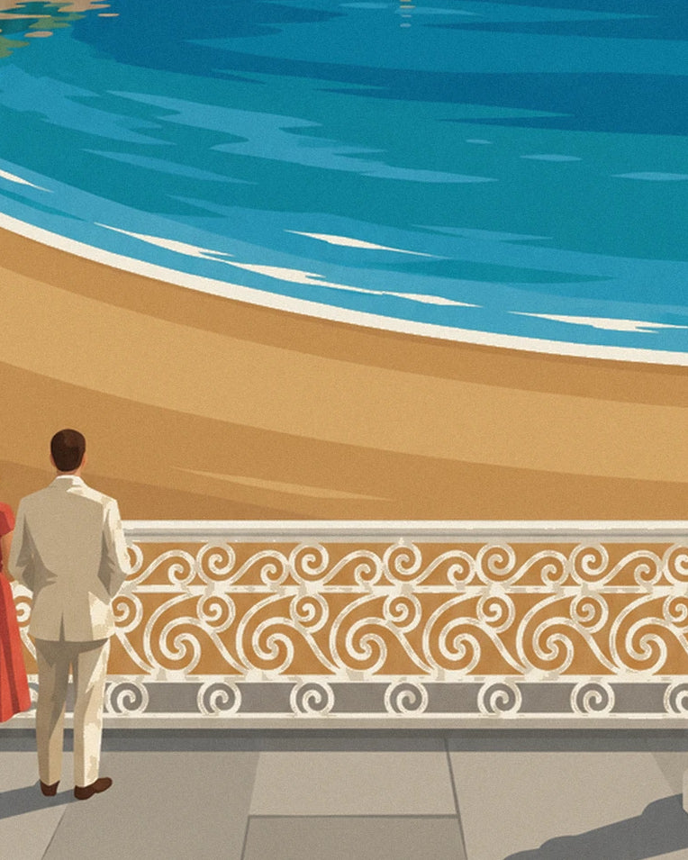 La Concha beach in San Sebastián poster: close-up detail