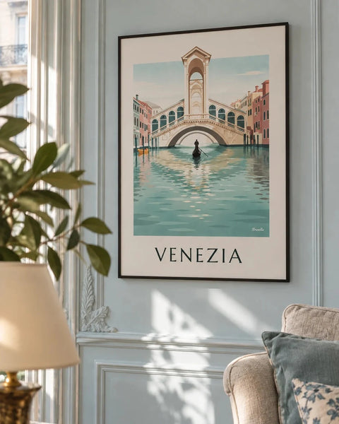 Venice posters: collection poster framed in an interior