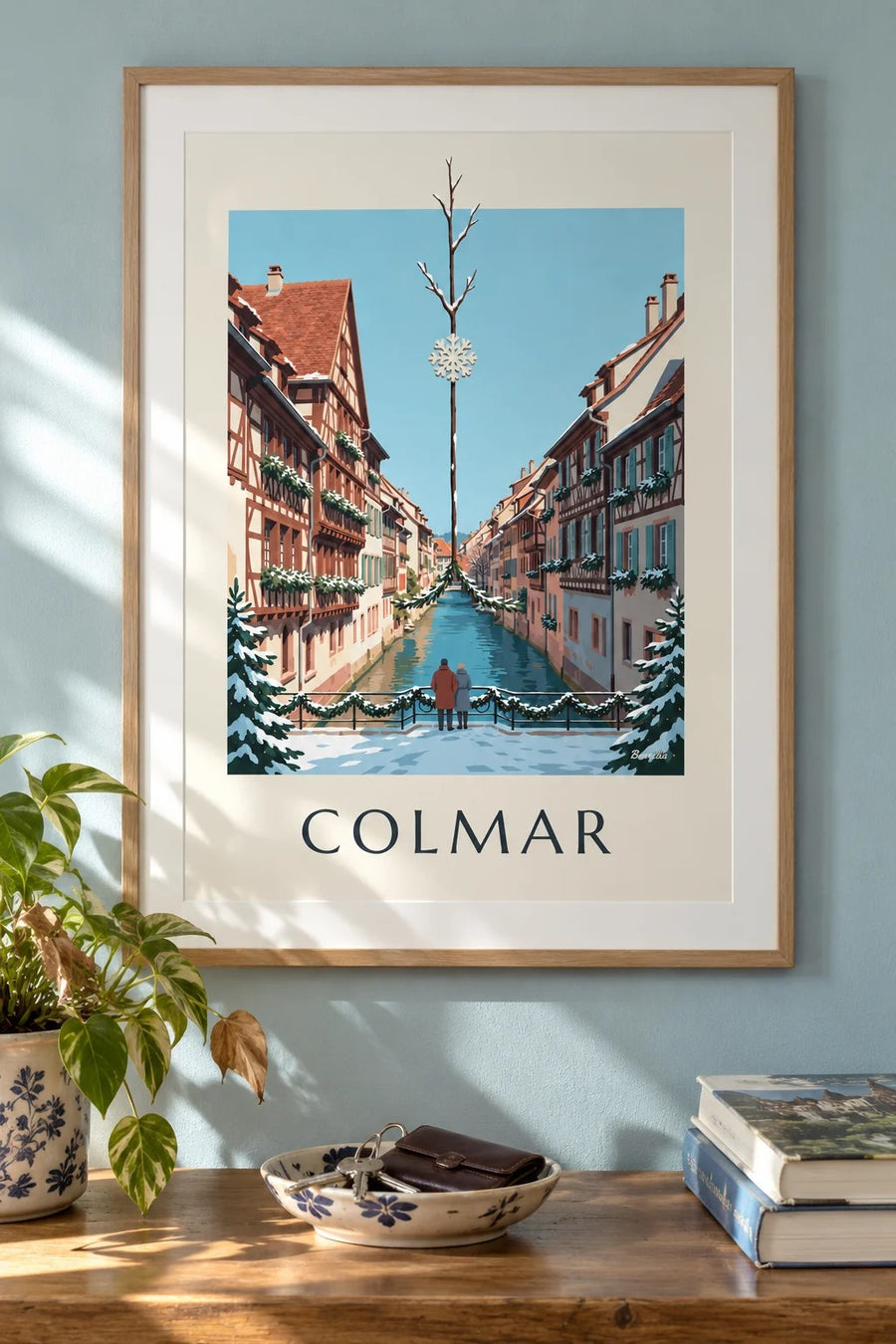 Affiche Petite Venise de Colmar à Noël : encadrée au mur