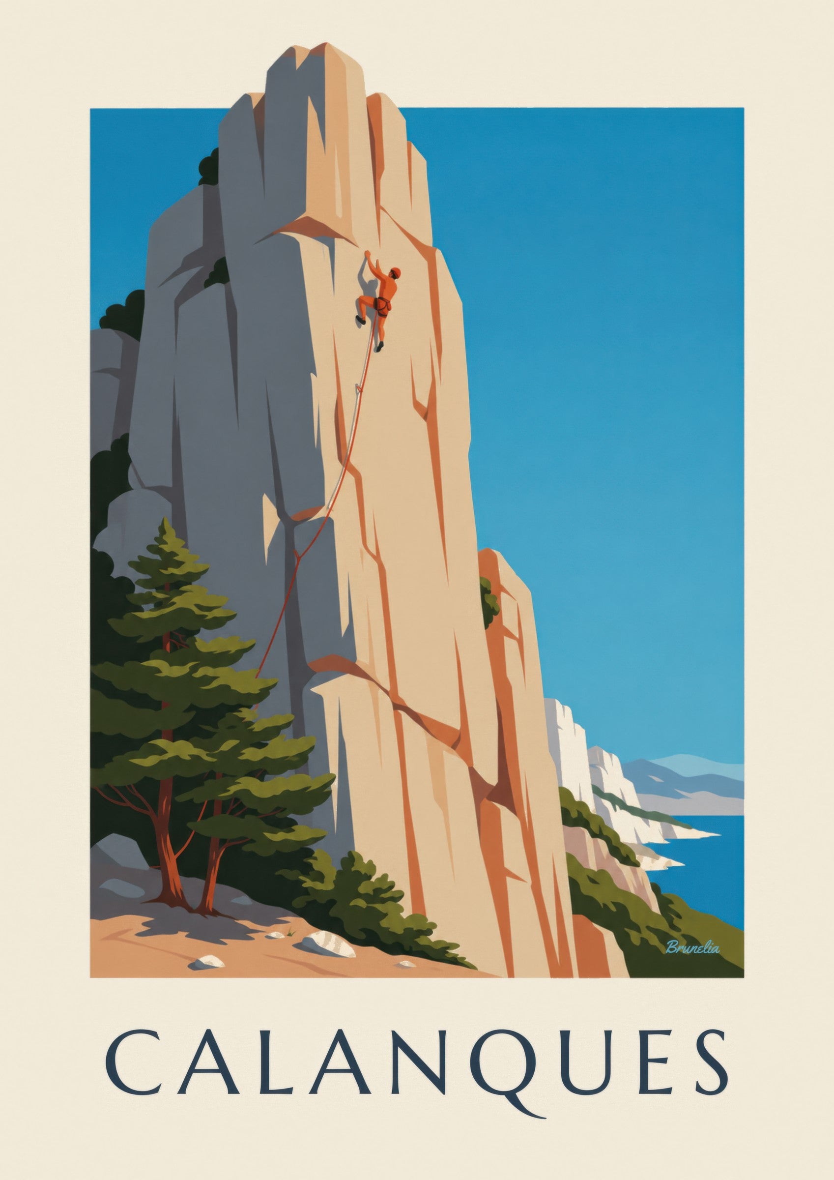 Affiche escalade dans les calanques de Marseille | Brunelia: Detail in Nahaufnahme