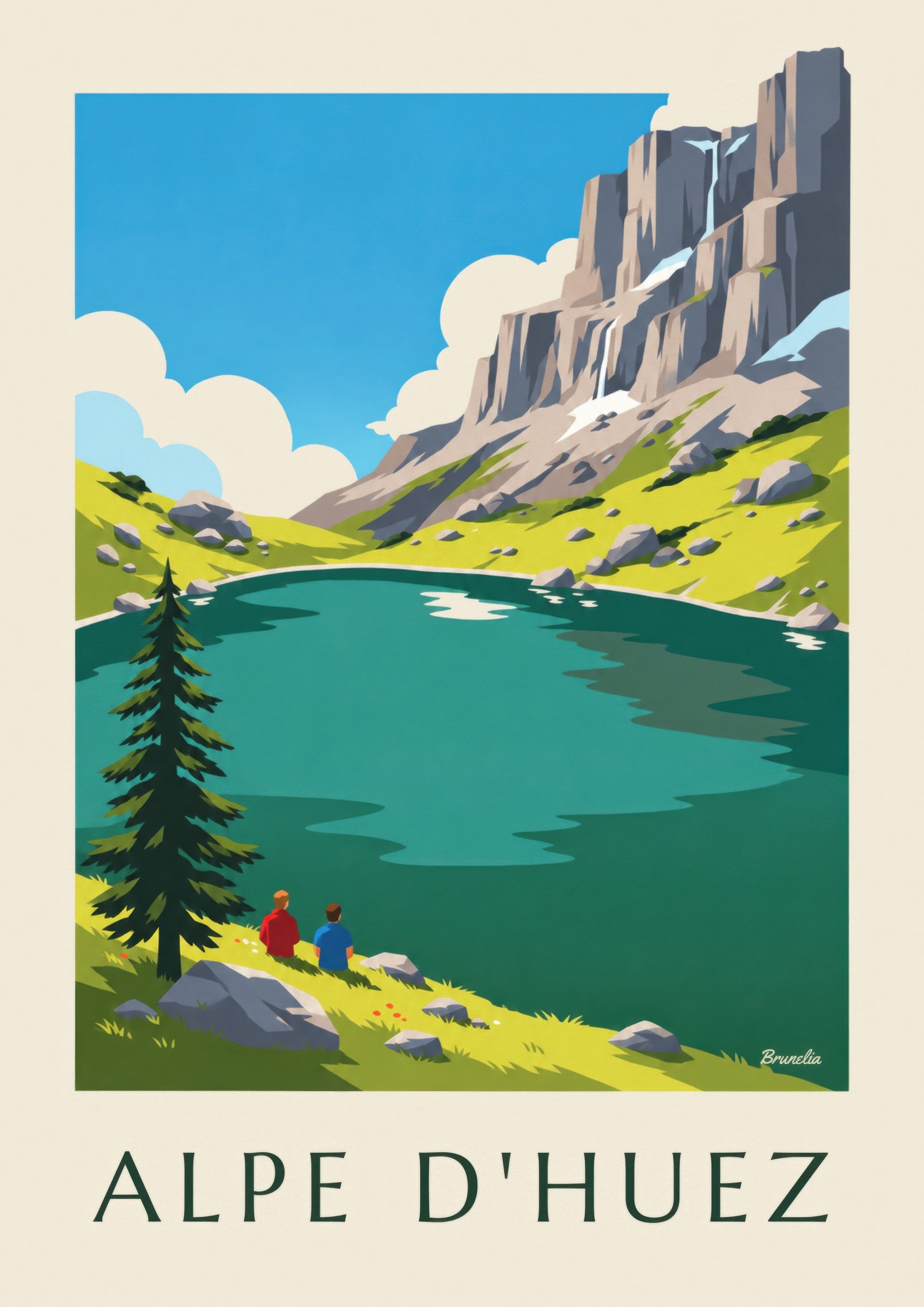 Poster Lac Besson bei Alpe d'Huez im Sommer: Detail in Nahaufnahme