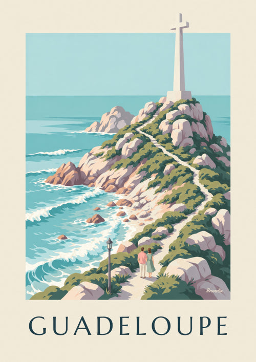 Poster Guadeloupe Pointe des Châteaux mit Kreuz : das ganze Poster