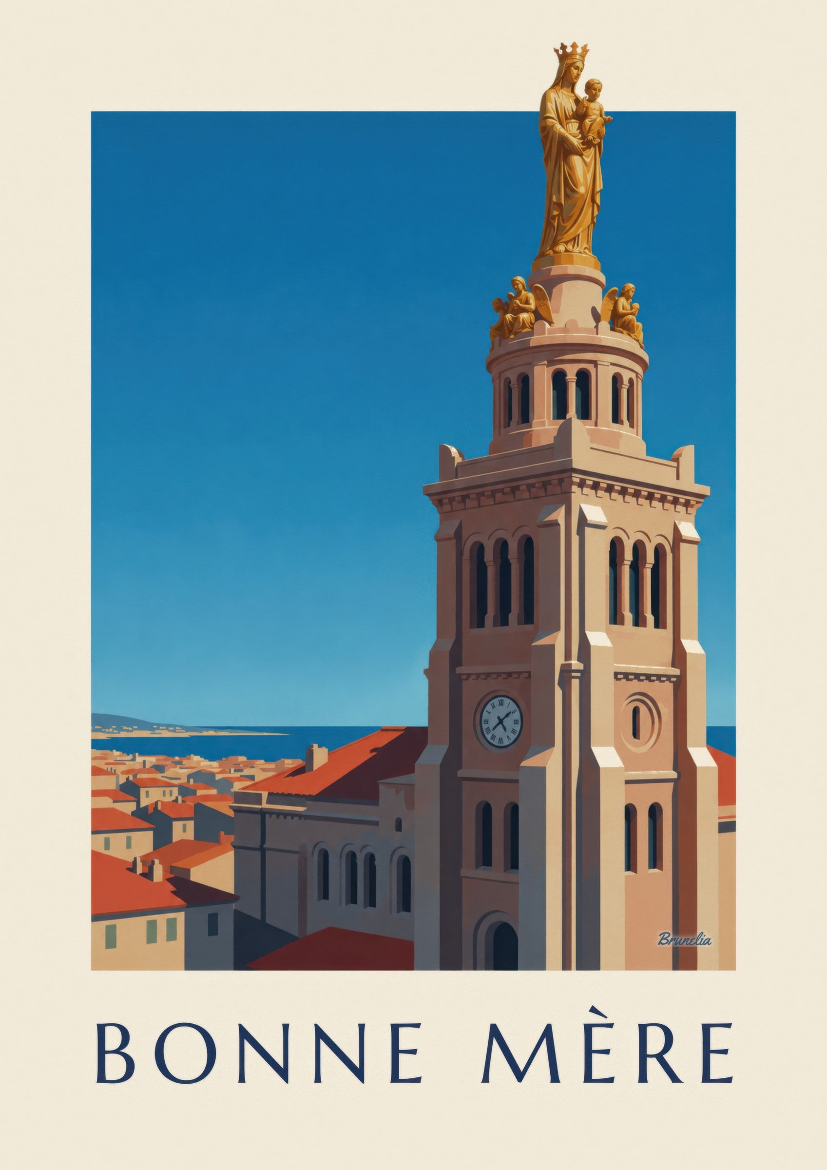 Affiche Bonne Mère dorée à Marseille: Detail in Nahaufnahme