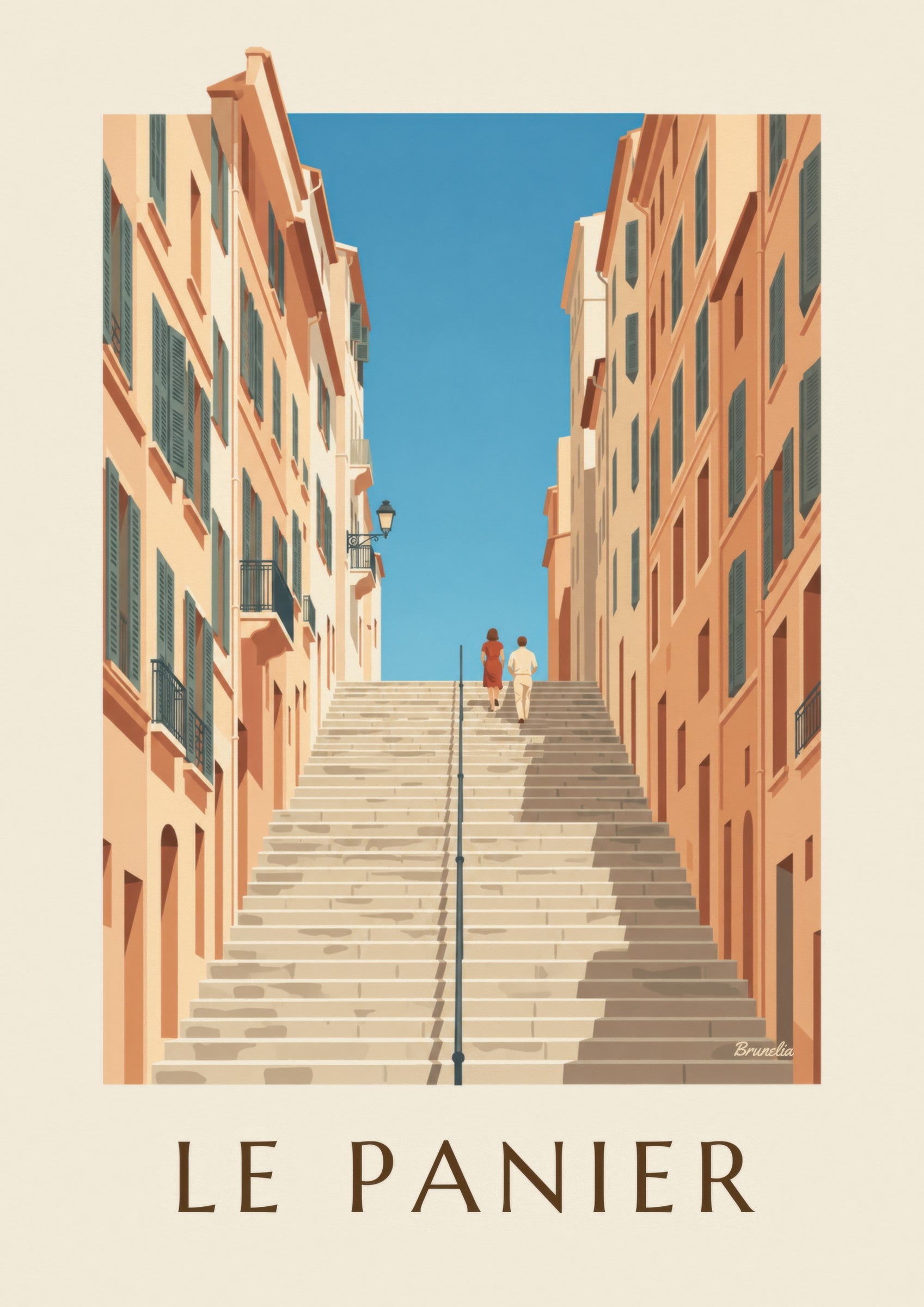 Poster der Treppen der Montée des Accoules: Detail in Nahaufnahme