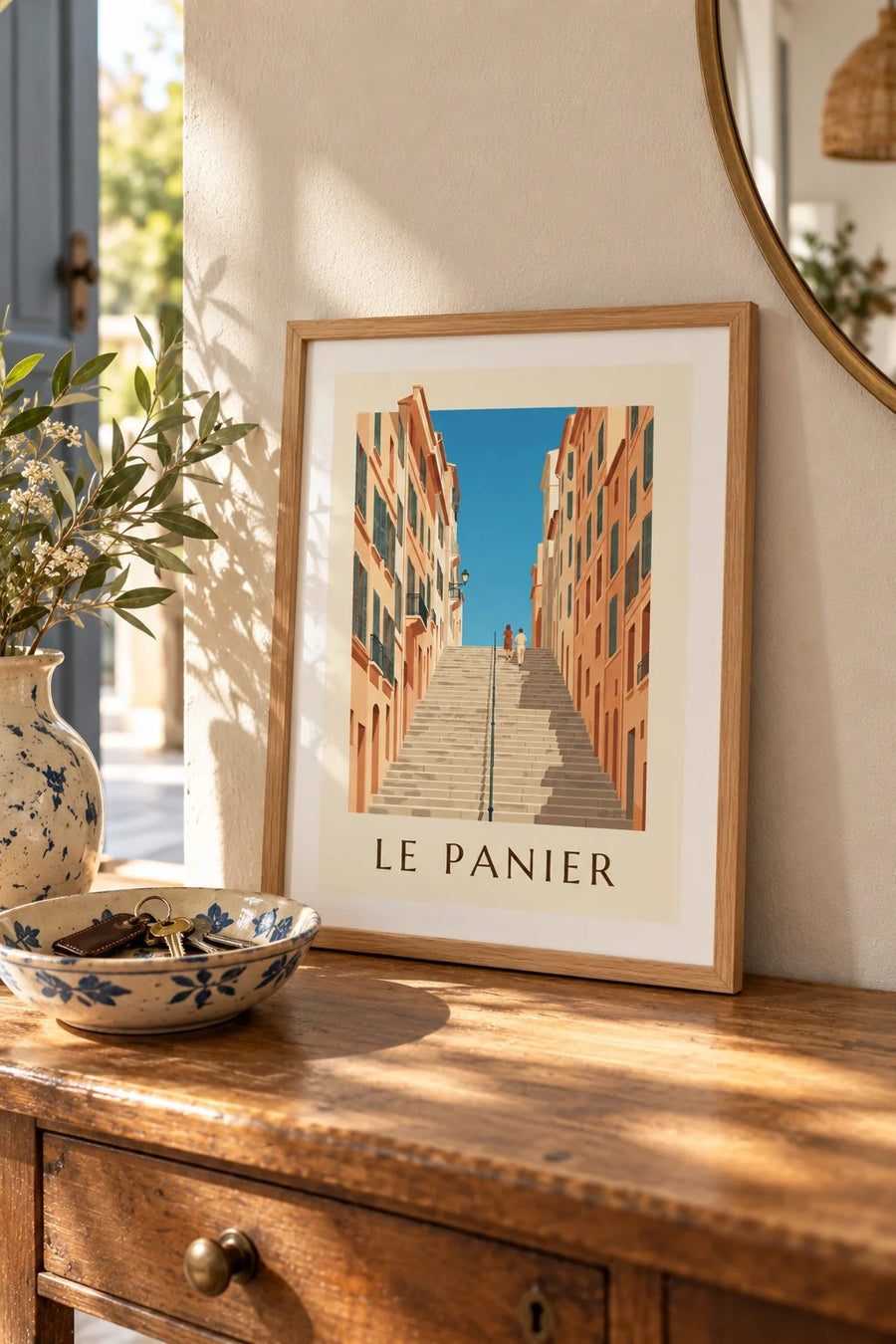Poster der Treppen der Montée des Accoules : kleines A4-Format, gerahmt