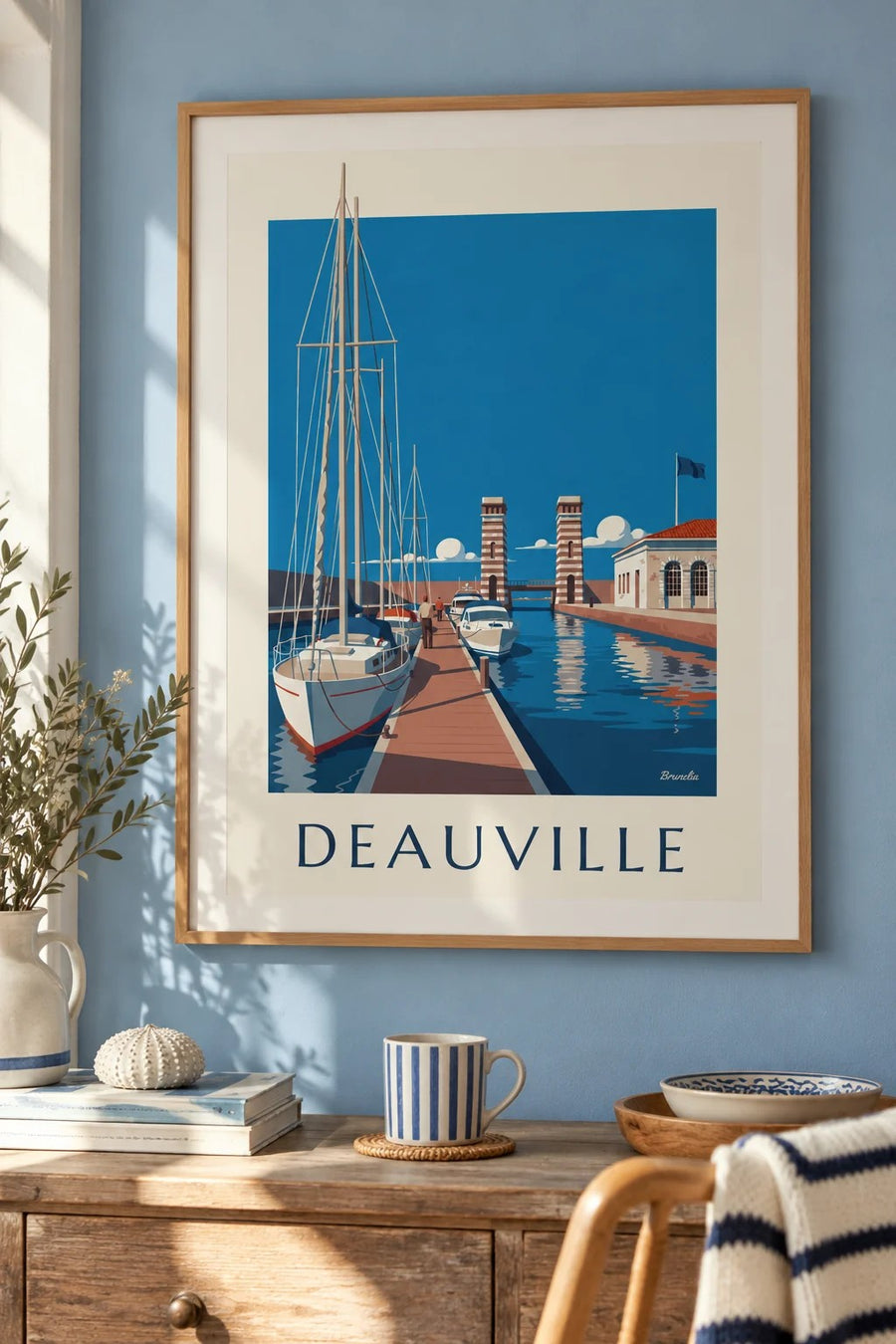 Poster Port-Deauville mit Yachthafen und Segelbooten : gerahmt an der Wand