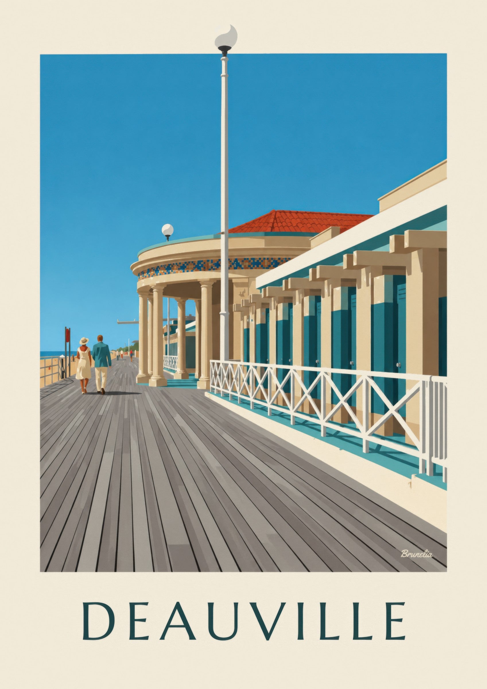 Affiche Deauville les Planches et les Bains pompéiens: Detail in Nahaufnahme