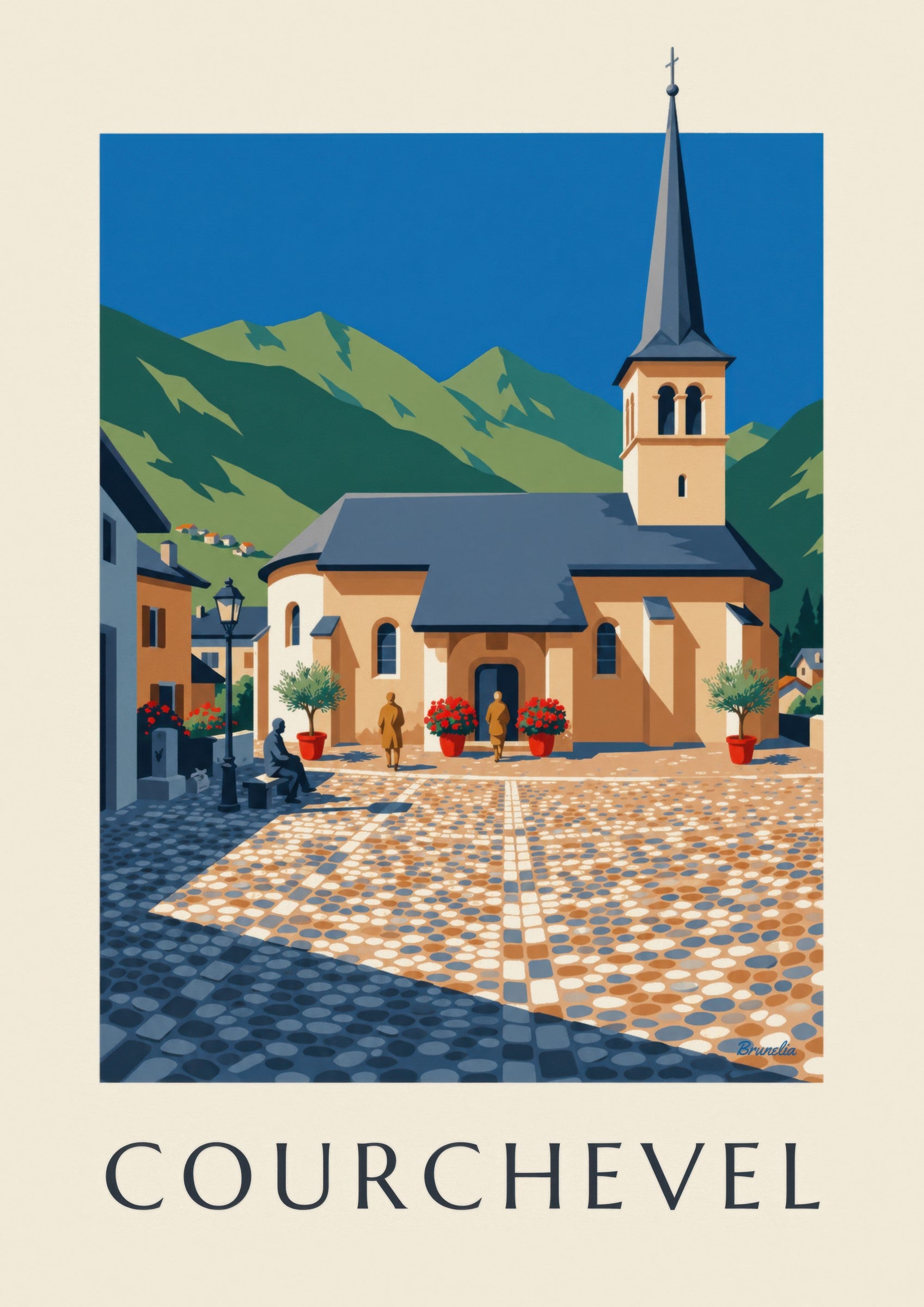 Affiche Courchevel, église de Saint-Bon: Detail in Nahaufnahme