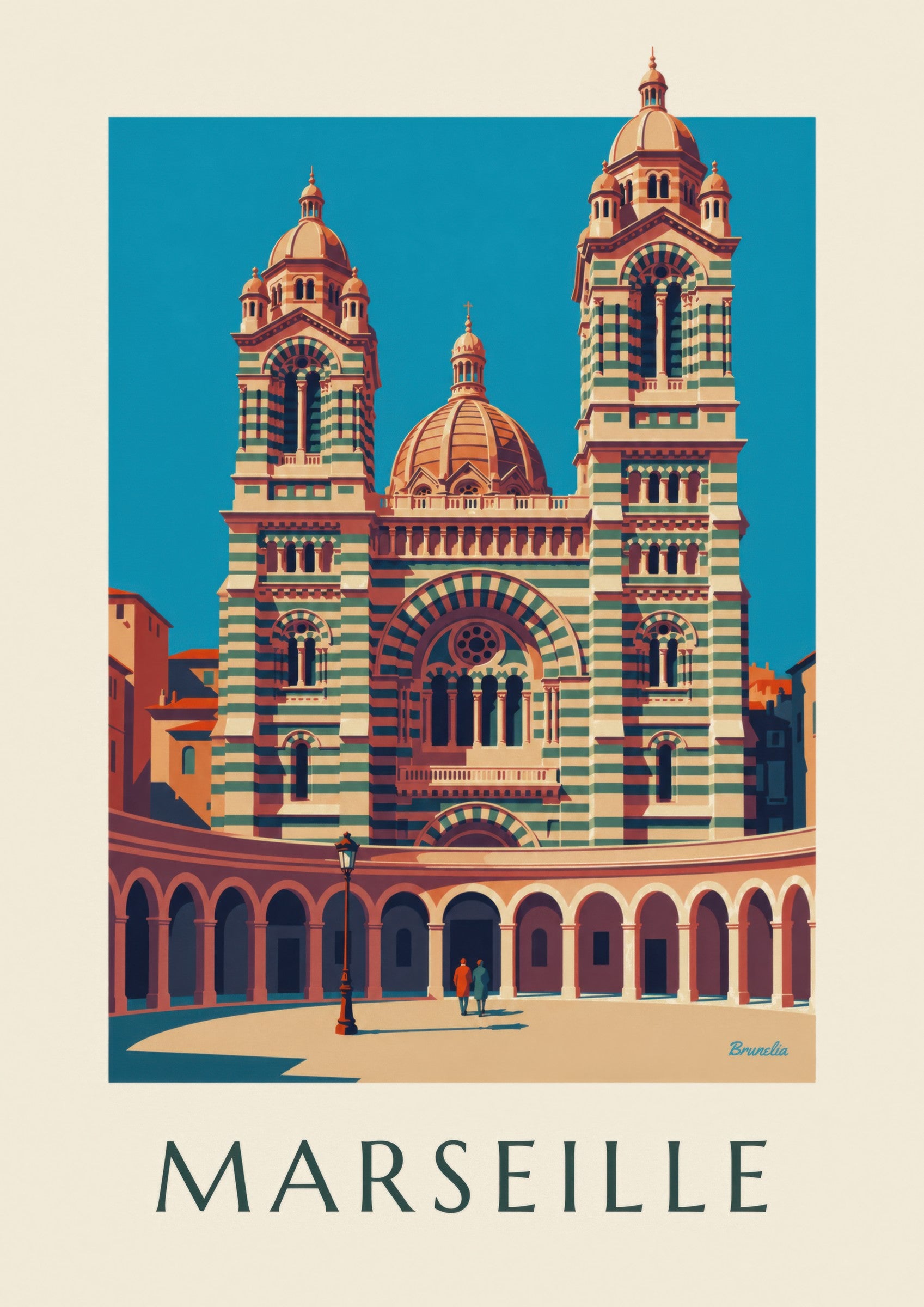 Affiche cathédrale de la Major à Marseille: Detail in Nahaufnahme