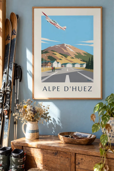 Poster Flugplatz Alpe d’Huez : gerahmt an der Wand