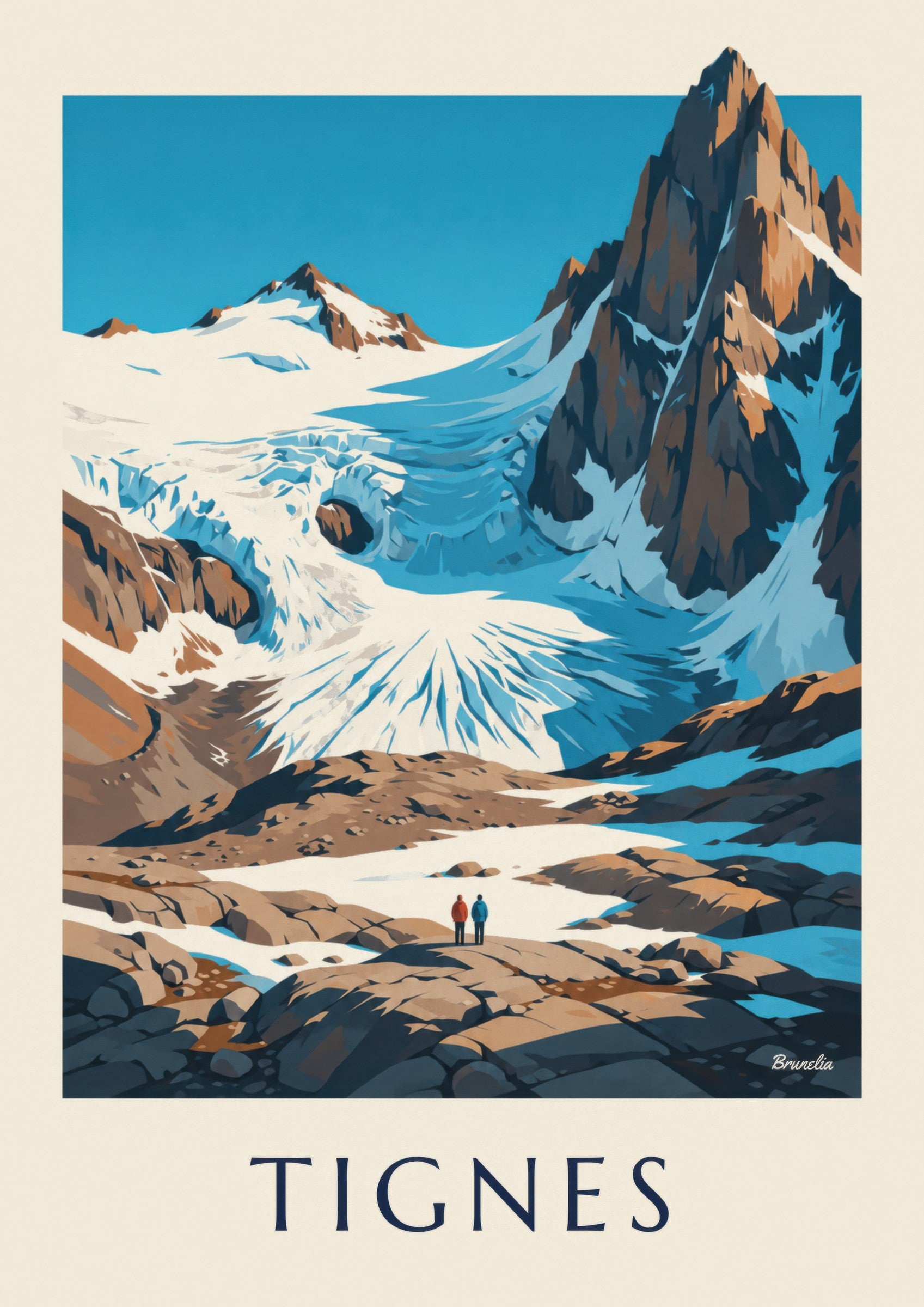 Poster Tignes, Grande Motte und Grande Casse im Sommer: Detail in Nahaufnahme