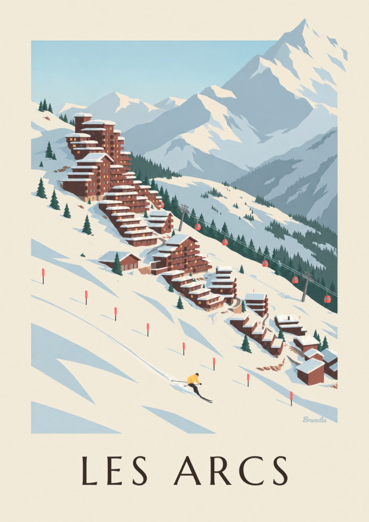 Poster Les Arcs, Arc 2000 in Terrassenlage