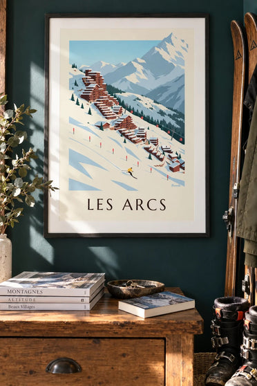 Poster Les Arcs, Arc 2000 in Terrassenlage : gerahmt an der Wand