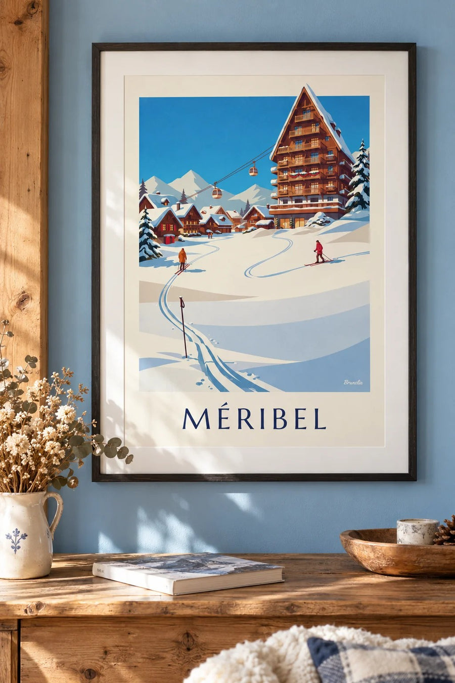 Affiche Méribel Mottaret au soleil : encadrée au mur