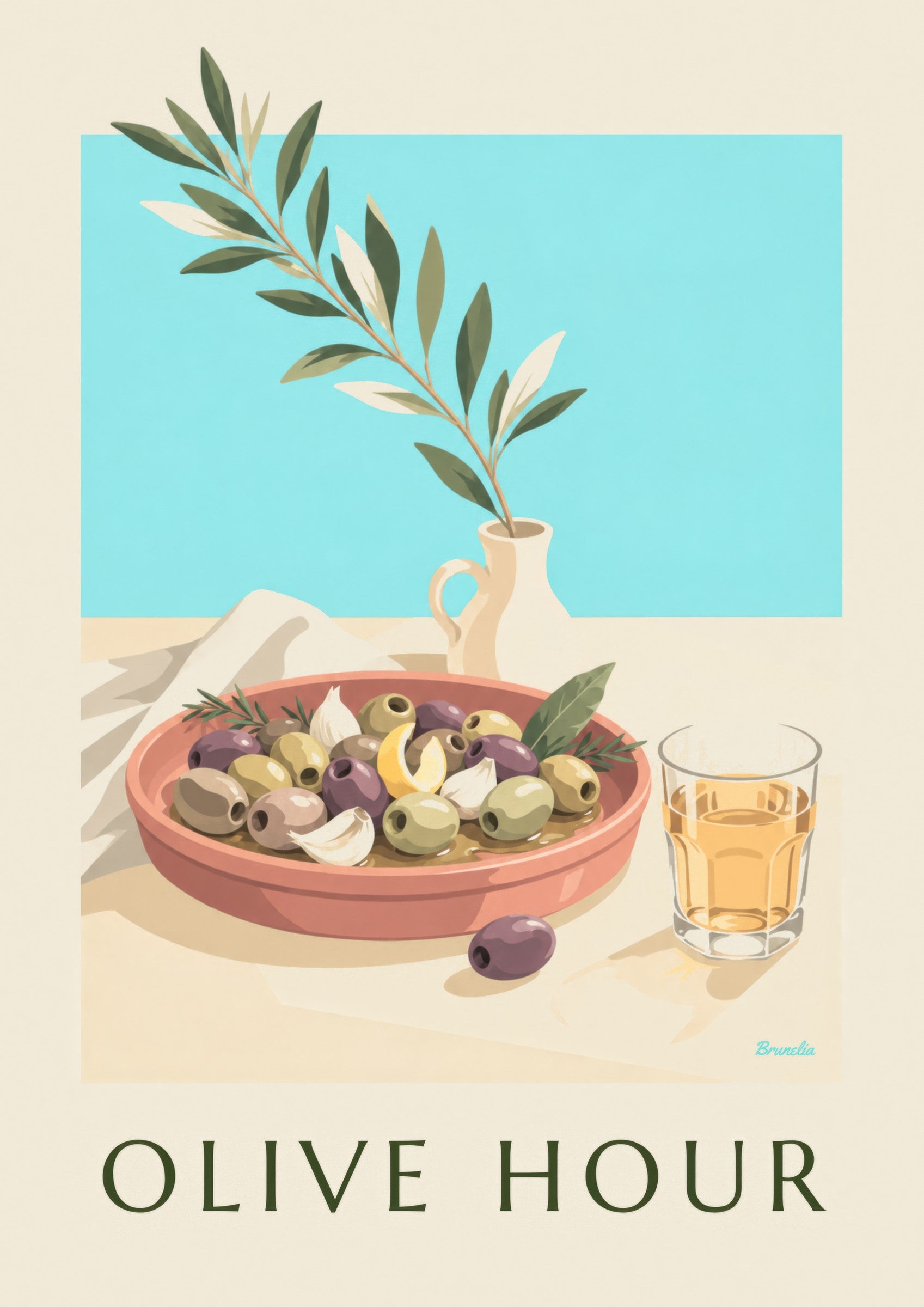 Affiche olives de Provence à l'apéritif: Detail in Nahaufnahme
