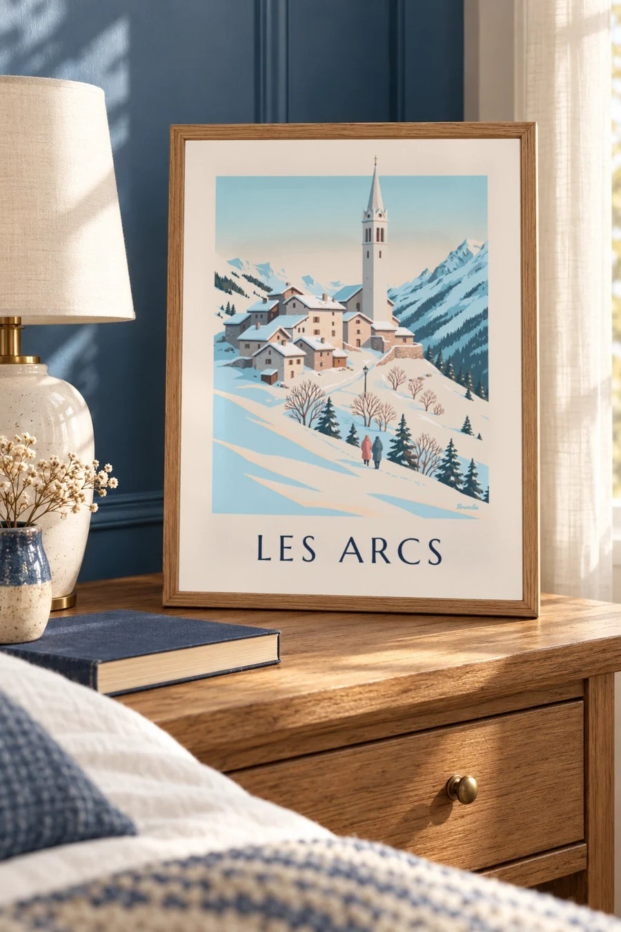 Affiche Les Arcs, Villaroger sous la neige : petit format A4 encadré
