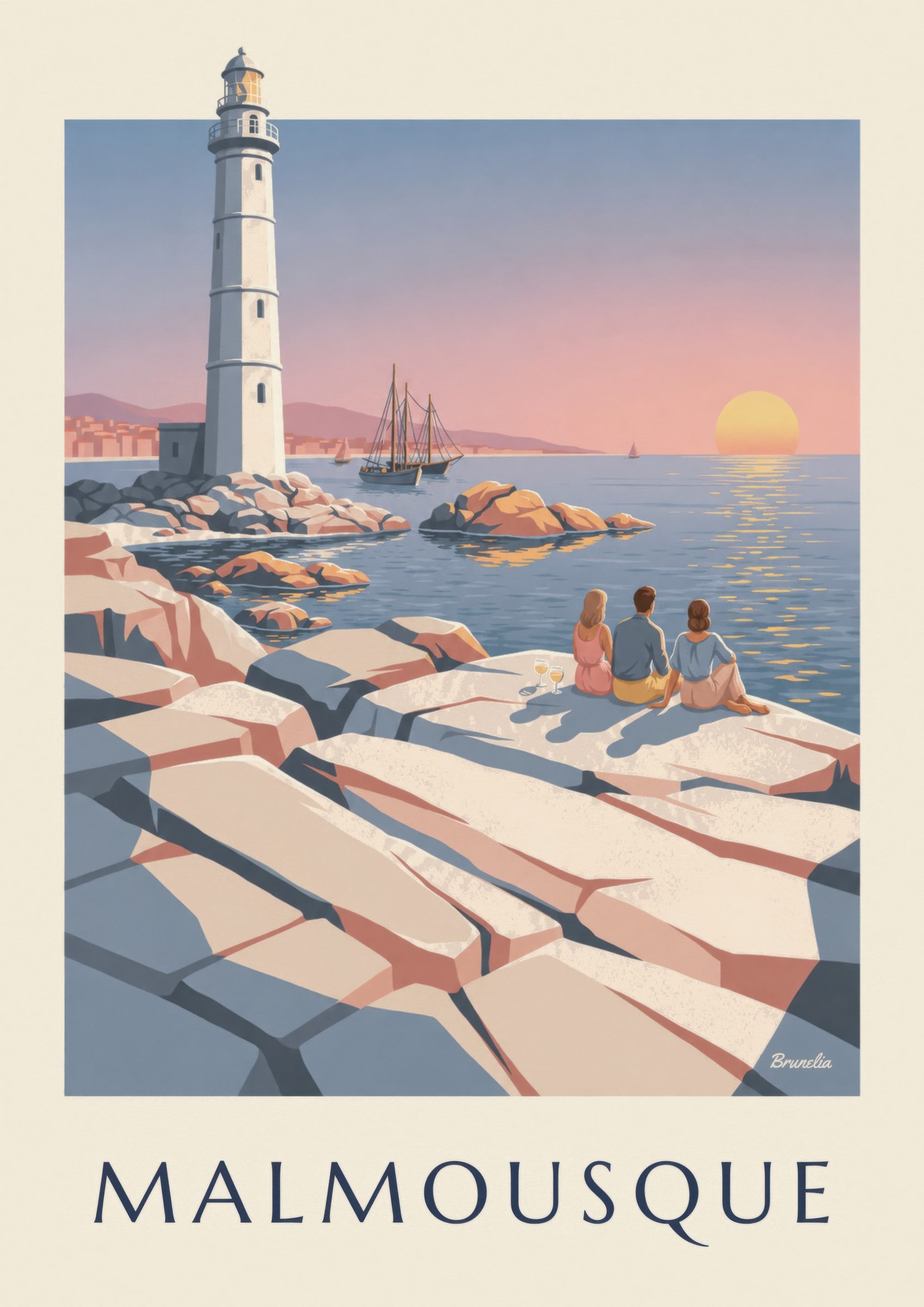 Poster mit Aperitif bei Sonnenuntergang in Malmousque: Detail in Nahaufnahme